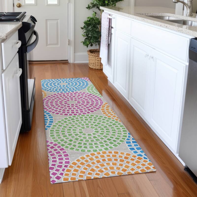 Premium Washable Super Soft Mosaic Colosseum Mayfield Rug - Cream - 2'3" x 7'6"