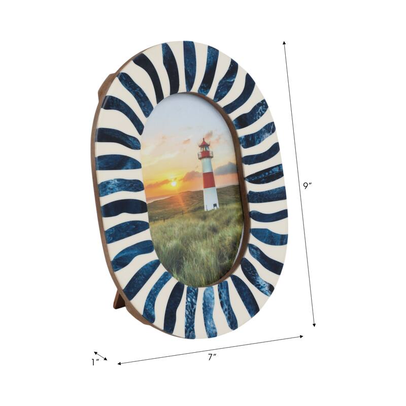 Resin Oval Picture Frames Bold Striped Design for Wall Decor Accent