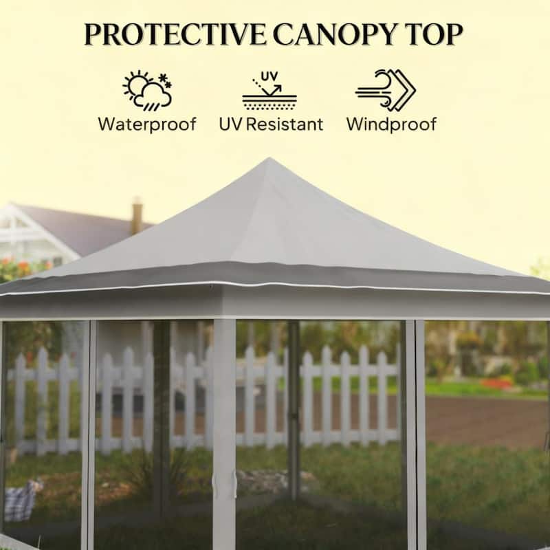 GDFStudio Outdoor Liora Quick Pop-Up Gazebo with Mesh Screens and Adjustable Height