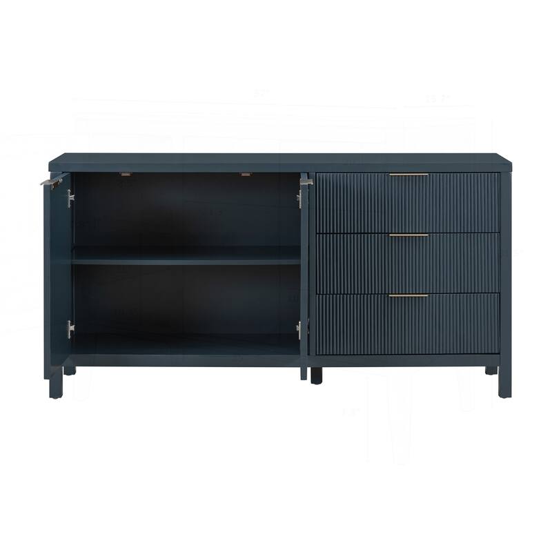 Minimalist Wave-Pattern Sideboard with Diverse Materials