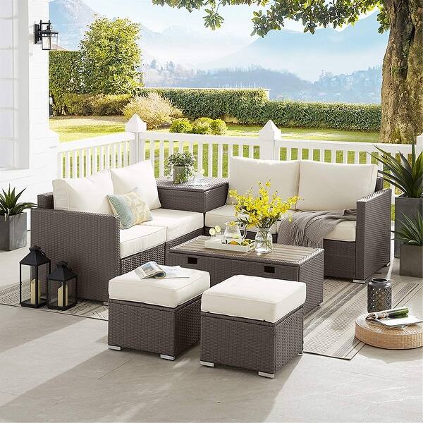 Shop 8 Pieces Outdoor Patio Furniture Set Extra Large Wicker