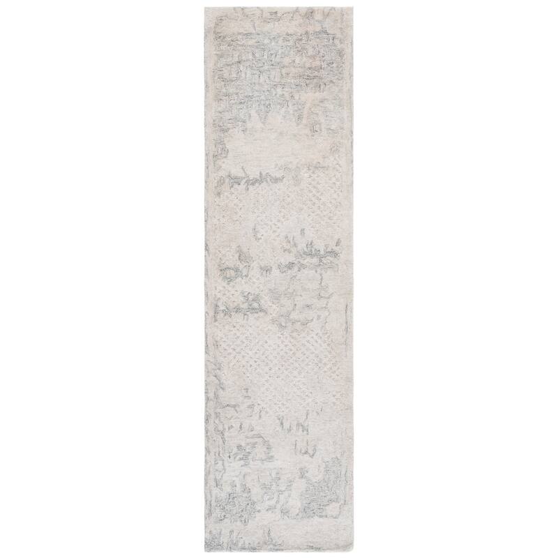 SAFAVIEH Handmade Harvest Dylis Modern Contemporary Wool Rug - 2'3" x 9' Runner - Silver/Ivory