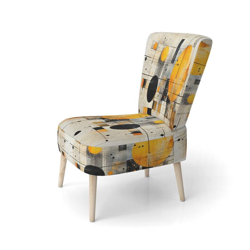 Designart "Geometric Abstraction III" Upholstered Abstract Shapes Accent Chair and Modern & Contemporary Arm Chair