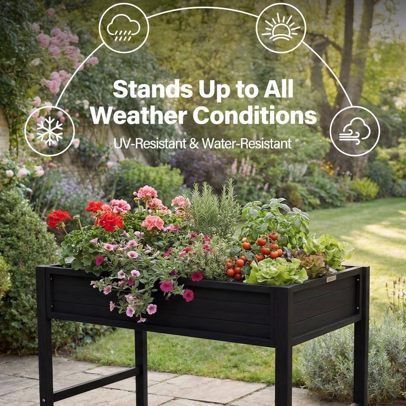 WINSOON All Weather HIPS Raised Garden Bed with Drainage Holes