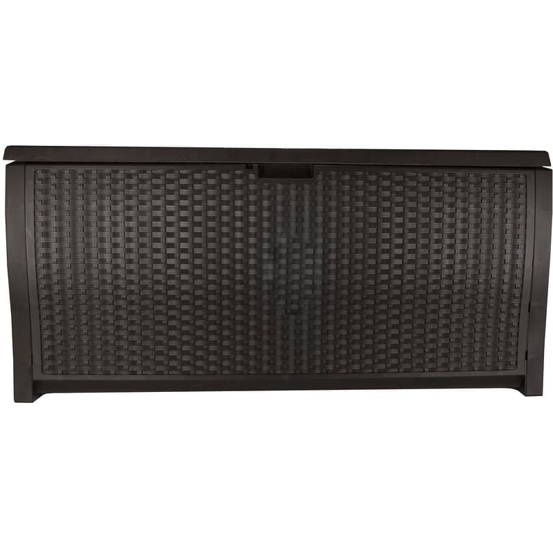 Suncast Backyard Patio Screen Gate w/ Backyard Patio Wicker Resin Storage Box - 26