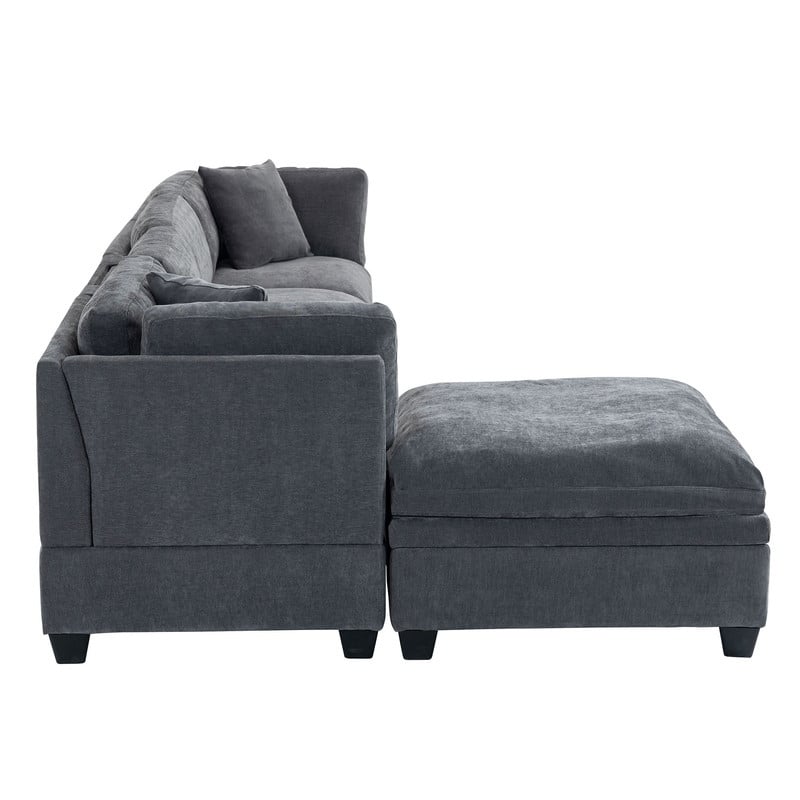 Modular Sofa with Removable Storage Ottoman, 2 Hidden Cup Holders
