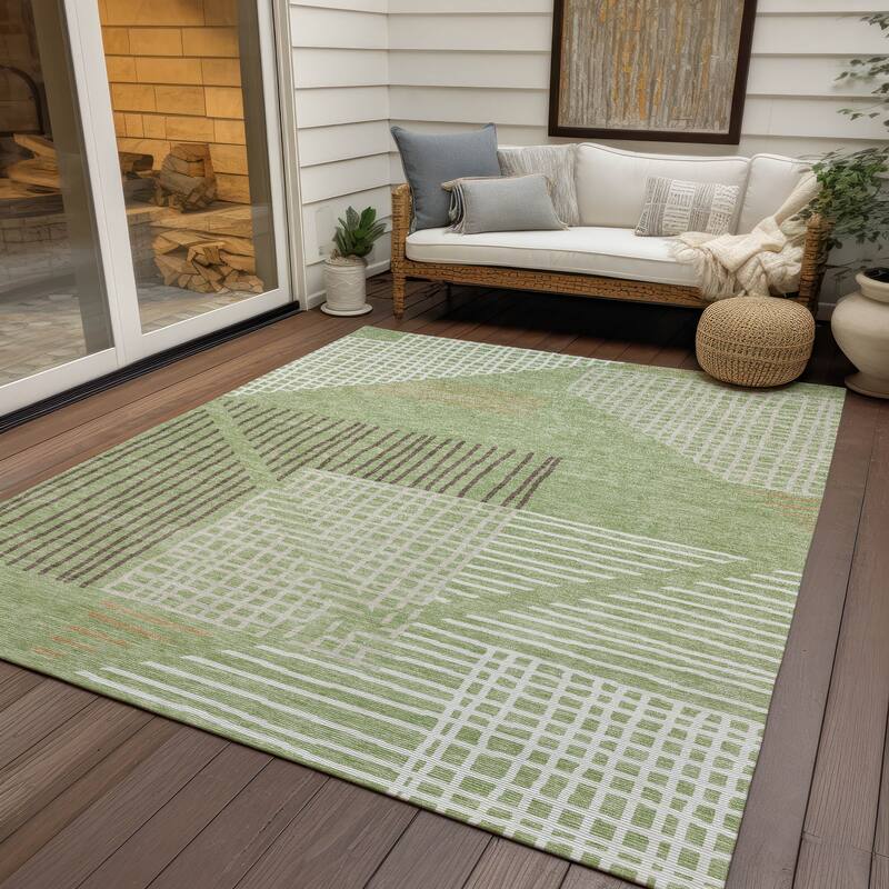 Machine Washable Indoor/ Outdoor Casual Contemporary Chantille Rug