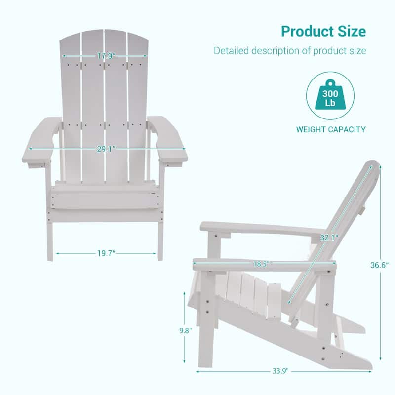 Bonosuki Patio Faux Wood Adirondack Chair Weather Resistant-Set of 2