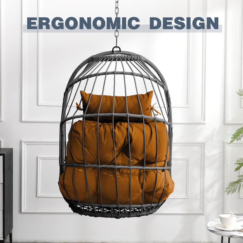 Outdoor PE Rattan Egg Swing Hanging Chair - Weather-Resistant Garden Hanging Chair for Patio Relaxation