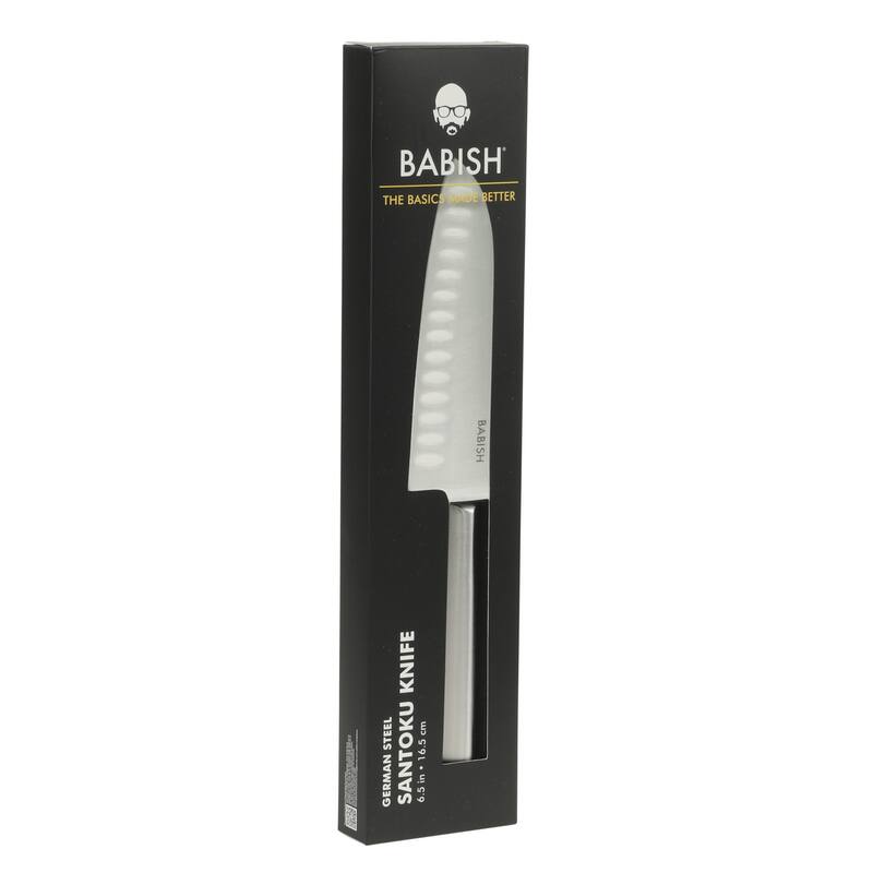 Babish High Carbon 1.4116 German Steel Full Tang 6.5-Inch Santoku Knife - for Chopping, Slicing, Dicing & Precision Prep