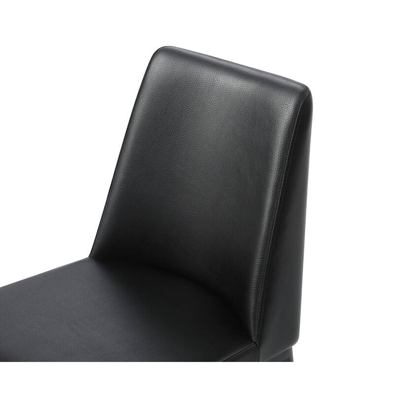 Neo-Classical Dining Chair - Black Faux Leather Seat & Steel Frame - Elegant Home Furniture - 32