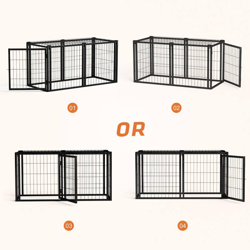 Black Metal Dog Cage Crate for Small and Medium Dogs with Divider and Top Safety Cover