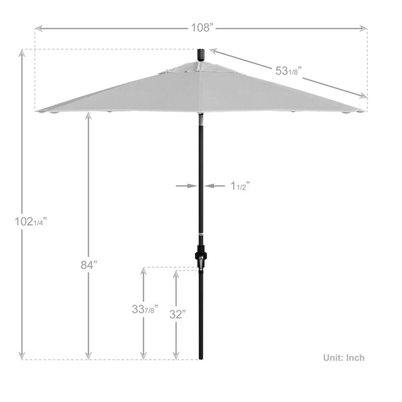 California Umbrella 9' Rd Golden State Series Patio Umbrella Black Aluminum Frame Crank Lift Collar Tilt Sunbrella Cilantro