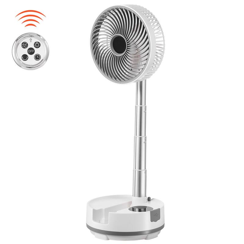 8 inch Foldable Rechargeable Oscillating Fan 3 in 1 Remote 8 Speeds - White
