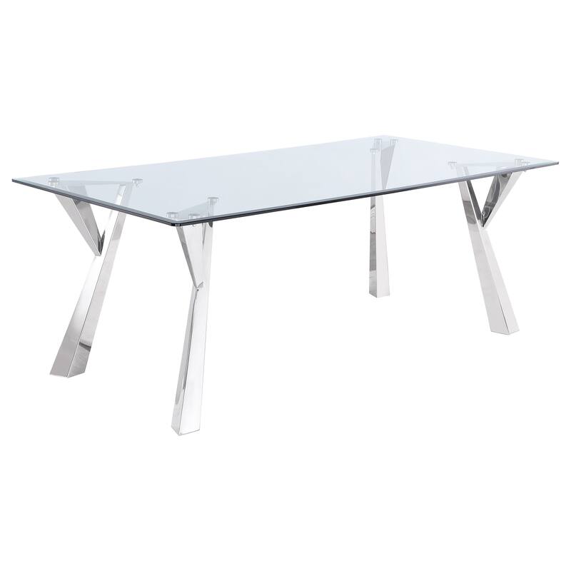Alaia Clear Glass Top Dining Table Chrome - Rectangular