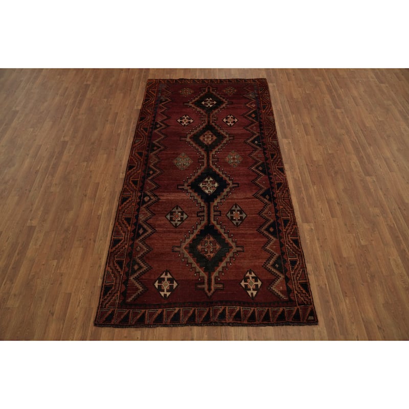 Hand Knotted Oriental 100% Wool Carpet Traditional Tribal Red Lori Area Rug - 9' 4'' X 4' 8''