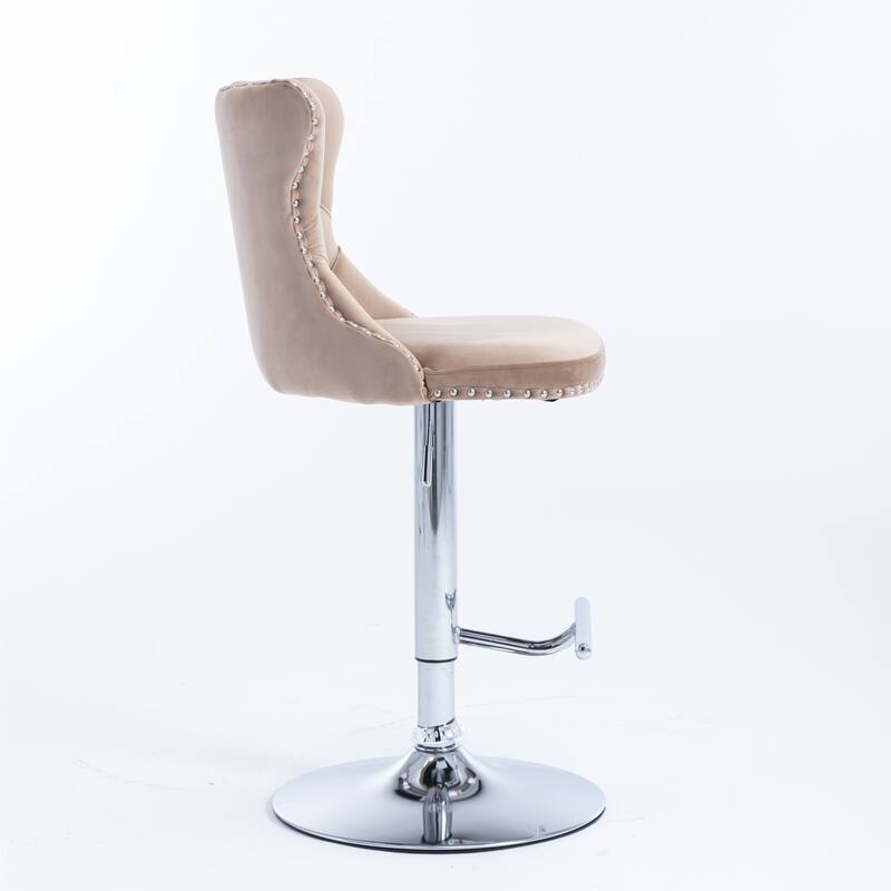 Modern Upholstered Swivel Barstools with Adjusatble Seat Height,Set of 2