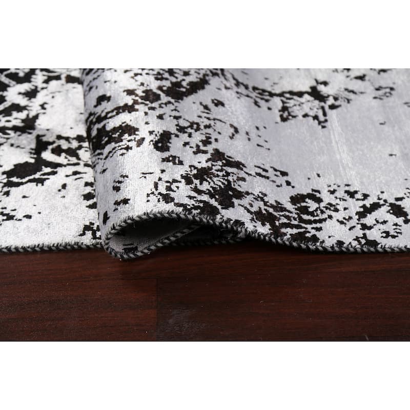 Wool/ Silk Distressed Abstract Oriental Staircase Runner Rug Handmade - 2'8" x 10'5"