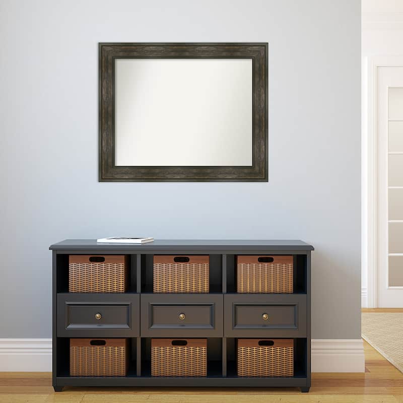 Non-Beveled Bathroom Wall Mirror - Rail Rustic Char Frame