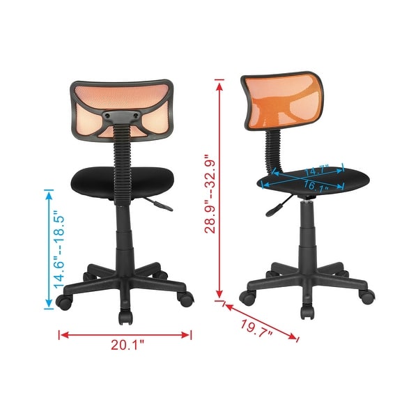 dimension image slide 1 of 8, JJS Kids' Height-adjustable Mesh-back Rolling Swivel Task Chair