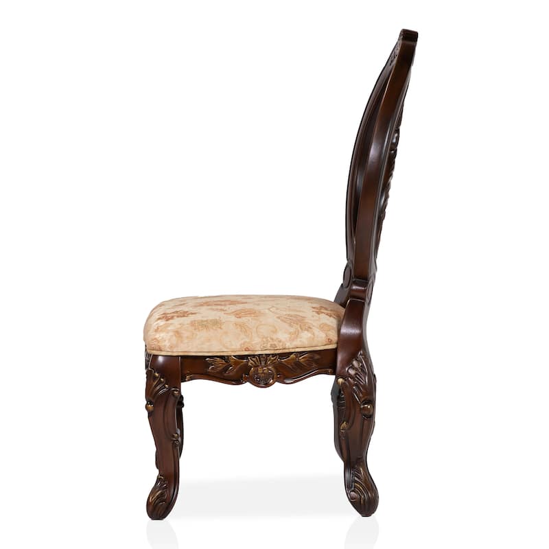 Abiba Traditional Brown Fabric Padded Side Chairs by Furniture of America (Set of 2)