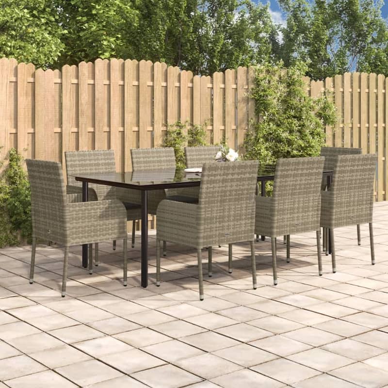 vidaXL 3/5/9/11 Piece Patio Dining Set with Cushions Poly Rattan