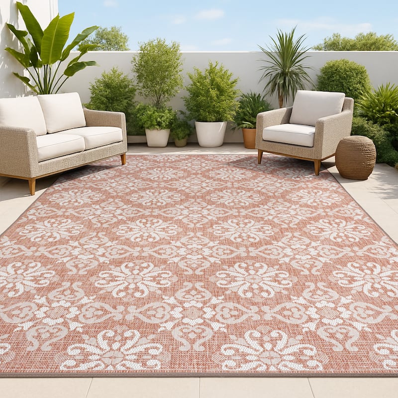 JONATHAN Y Maribel Traditional Mediterranean Tile Design Indoor/Outdoor Area Rug