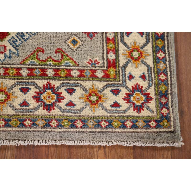 Grey Kazak Foyer Rug Handmade Wool Carpet - 2'6" x 4'1"