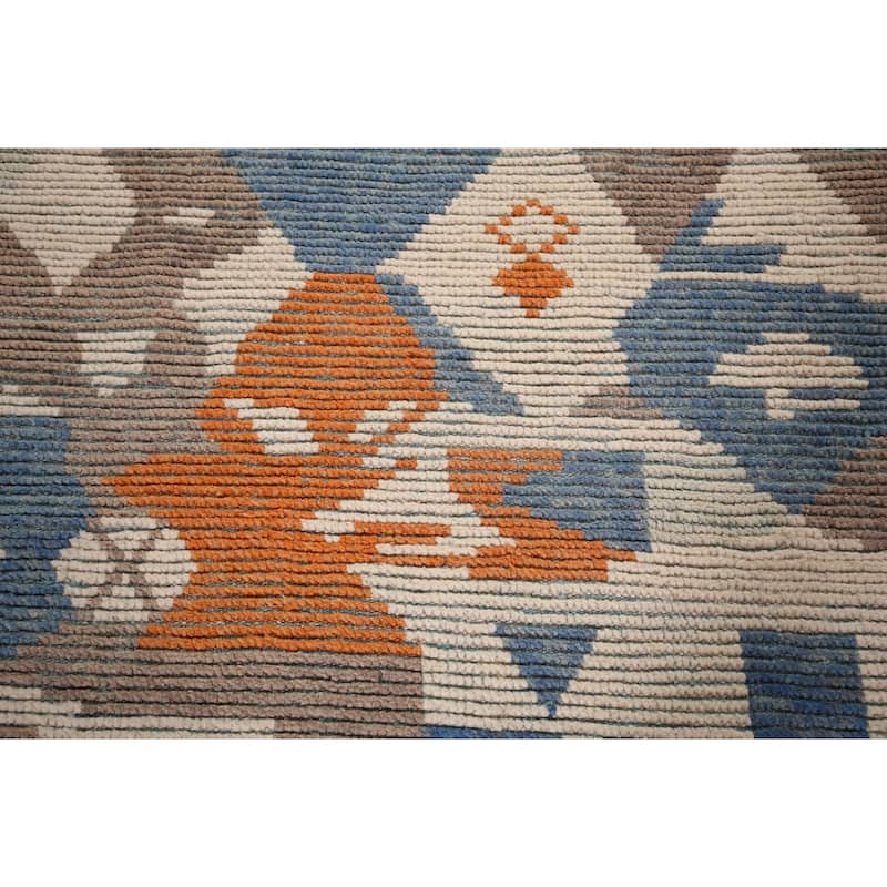 Contemporary Moroccan Abstract Area Rug Hand-Knotted Wool Carpet - 7'1"x 10'4"