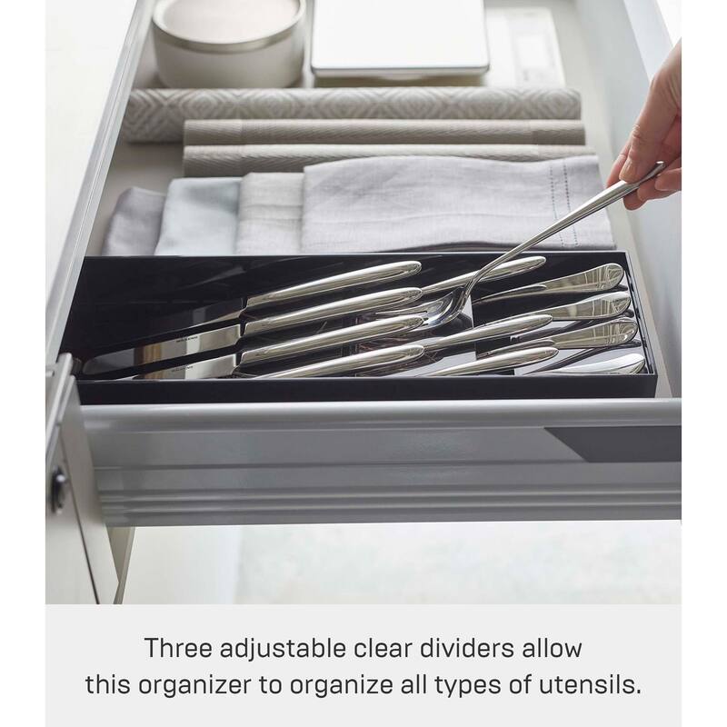 Yamazaki Home Cutlery Organizer - Three Styles, ABS Plastic, Compact, Adjustable - L 4.72 x W 13.78 x H 2.17 inches