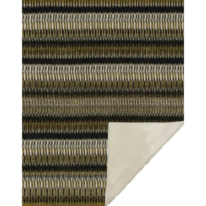 Premium Machine Washable Geo Stripes Sherpa Throw Blanket