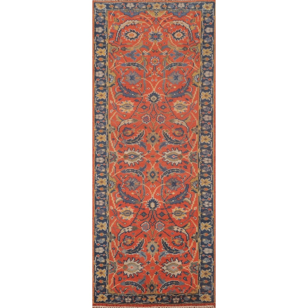 All-Over Floral Heriz-Serapi Oriental Runner Rug Wool Carpet - 2'6"x 7'11"
