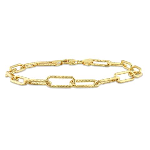 Miadora 18kt Yellow Gold Plated Sterling Silver Paperclip Men's Bracelet