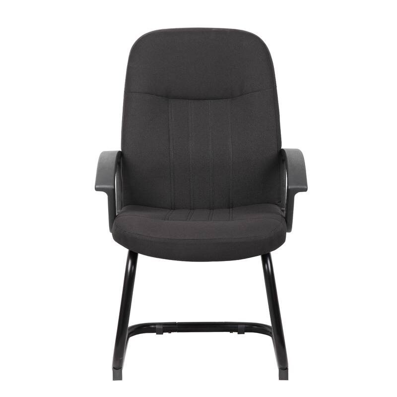 Qien Mid-Back Guest Chair, Steel Cantilever Base, Black Crepe Fabric