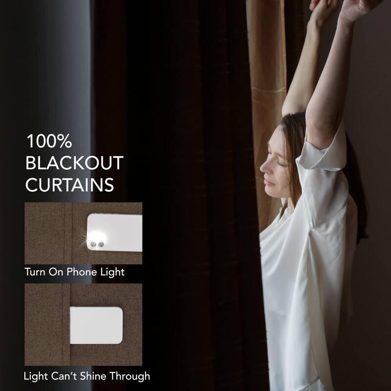 Deconovo Total Blackout Faux Linen Curtains 2 Panels