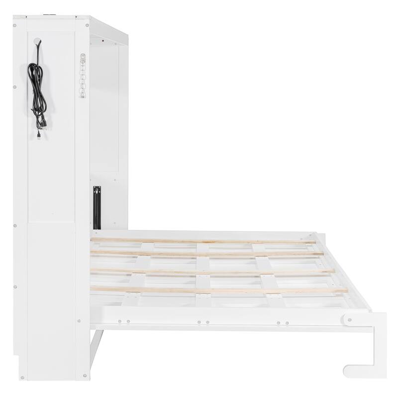 Side-Folding Printed Murphy Bed with LED and USB