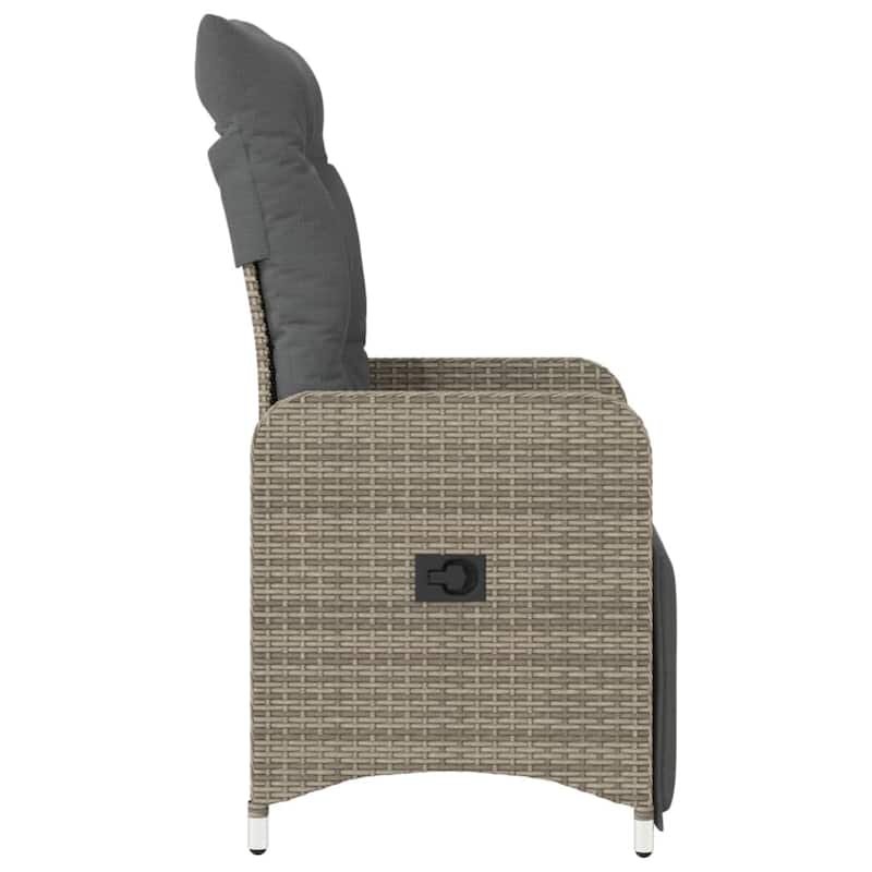 vidaXL Reclining Patio Chair with Cushions Outdoor Seat Furniture Poly Rattan