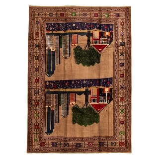 Toaboa Rugs ECARPETGALLERY Hand-knotted Tora Bora Tan Wool Rug - 6'8 x 9'6 - Bed ...