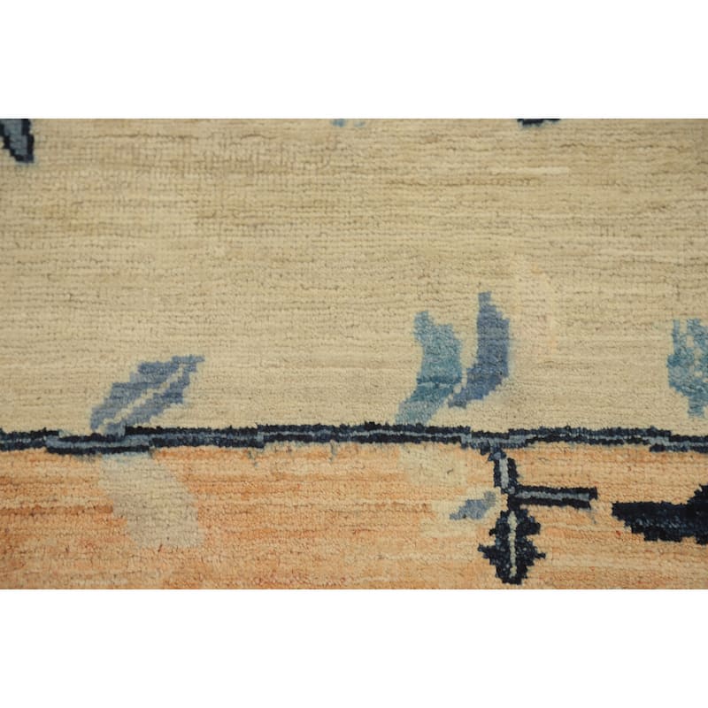 Hand Knotted Oriental 100% Wool Carpet Traditional Floral Beige & Ivories Ziegler Runner Rug - 11' 9'' X 2' 10''