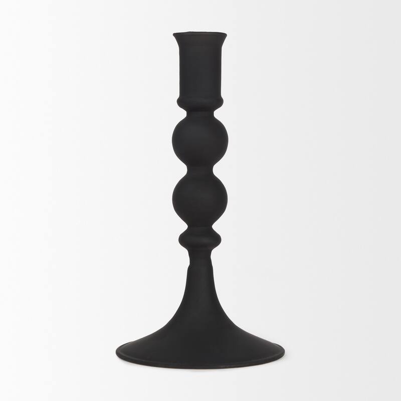 Haute Large Matte Black Blown Glass Candlestick