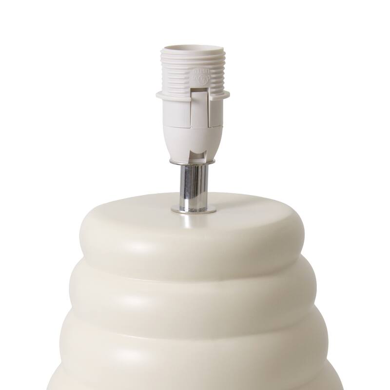 Ribbed Ceramic Table Lamp with Drum Shade - 12.75" - Cream