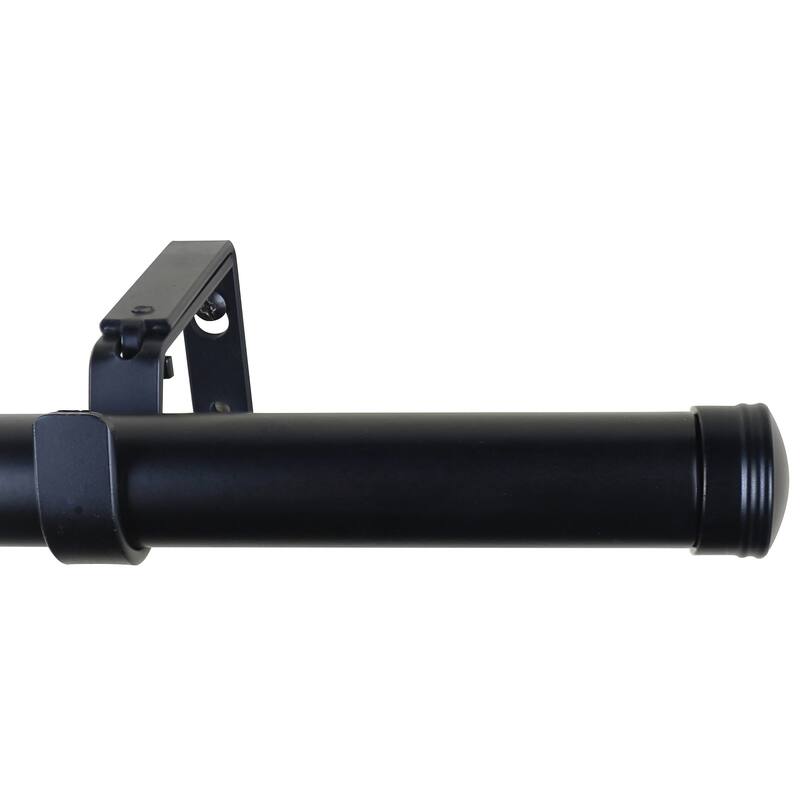 Meriville 1-Inch Diameter Norwood End Cap Single Window Curtain Rod - Black - 48"-84"