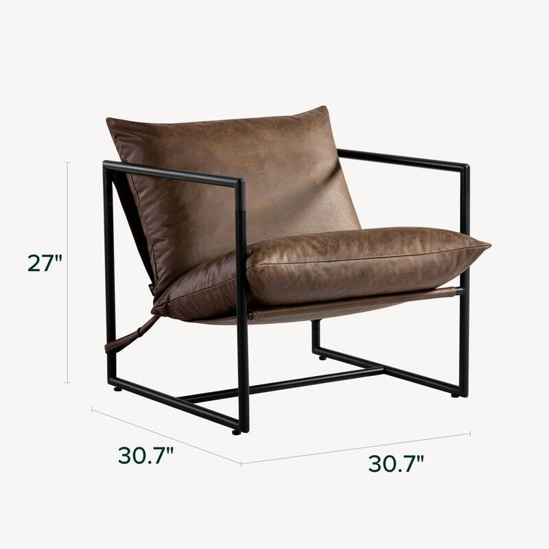 Priage by ZINUS Faux Leather Sling Accent Chair