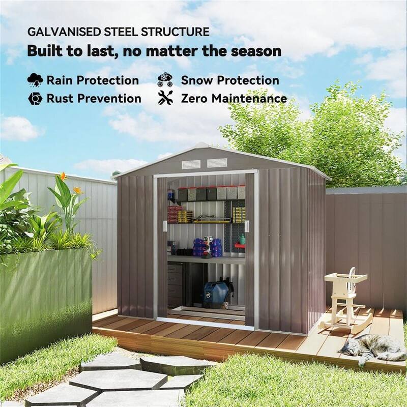 Garden Outdoor Storage Shed Metal Garden Tool with Sloped Roof