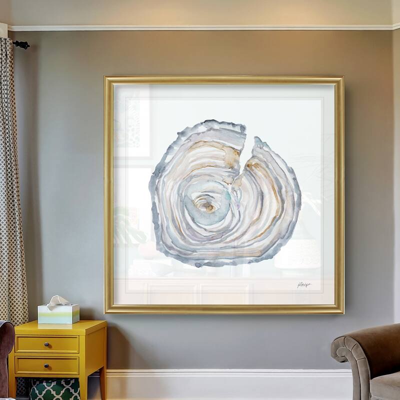 Watercolor Tree Ring II -Black Framed Print