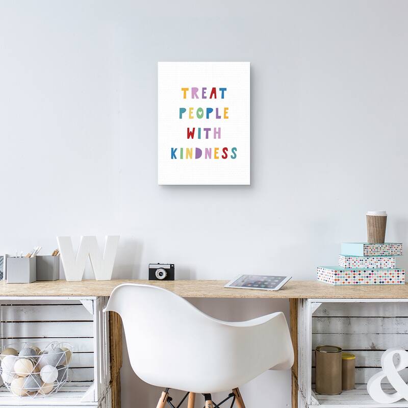 Rainbow Words Kind Canvas Art Print