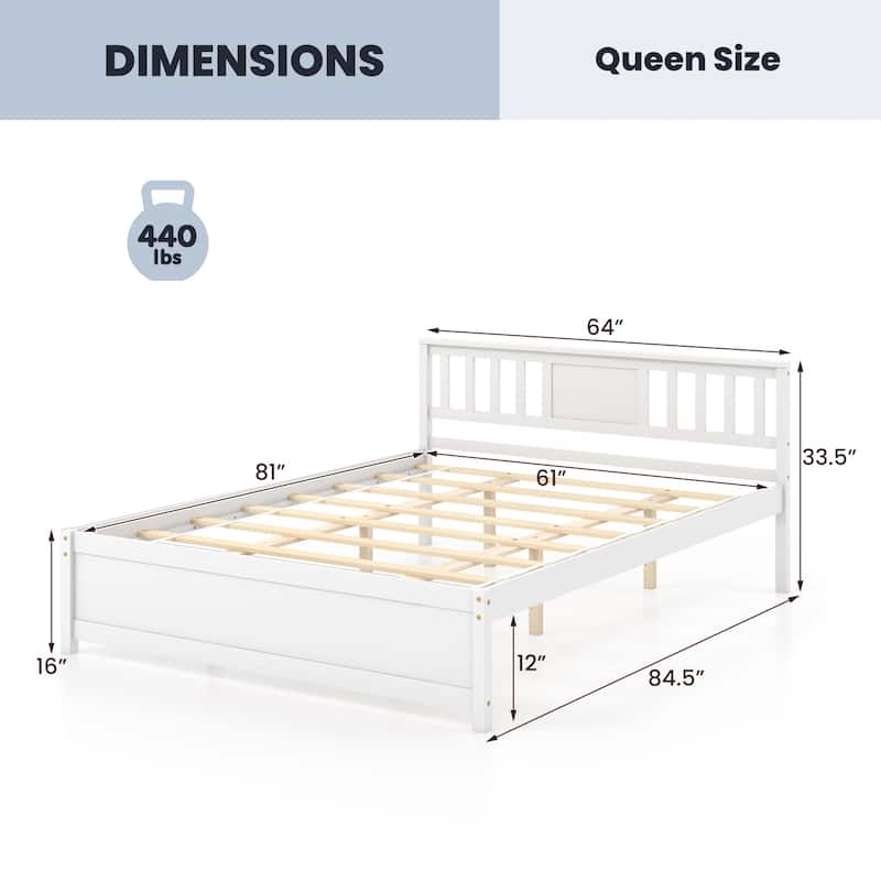 Gymax Twin / Queen / Full Size Bed Frame w/ Headboard Wood Slat