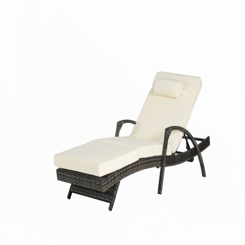 Outdoor Long Reclining Chair Set of 2 with Cushions