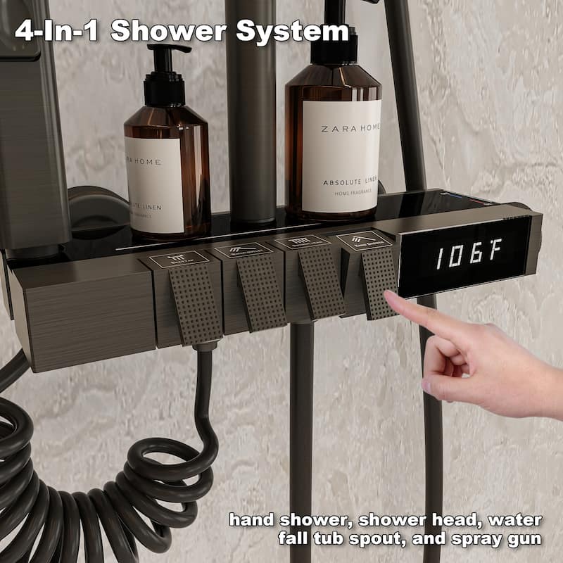 Shower System Shower Faucets Set Complete Digital Temperature Display