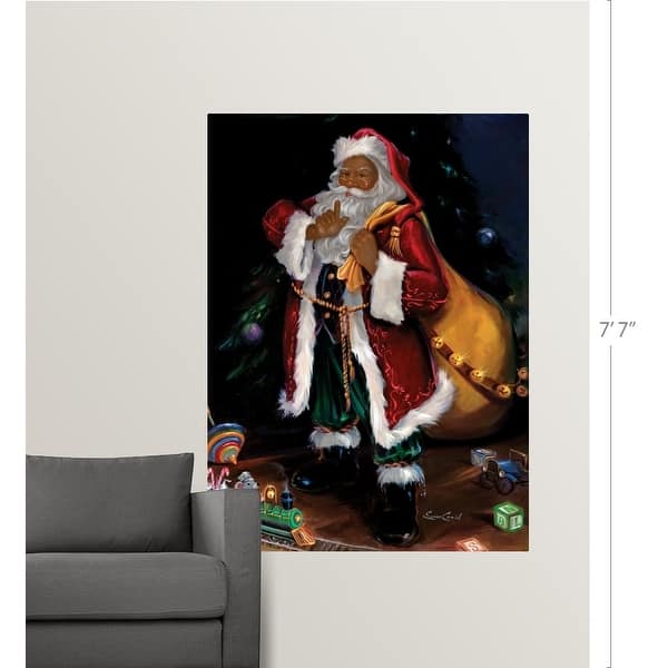 dimension image slide 3 of 5, "African American Santa" Christmas Winter Holiday Poster Print